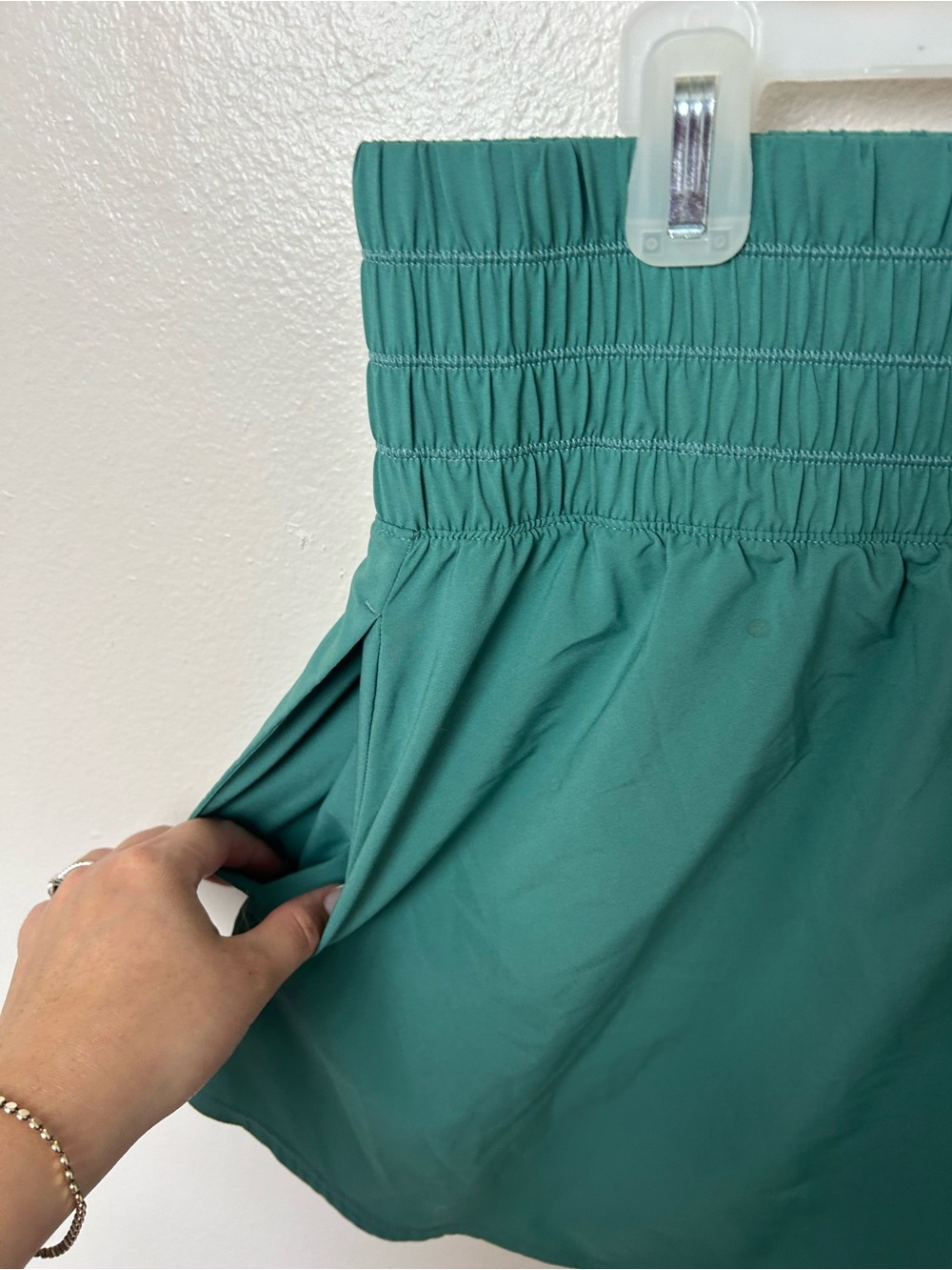Nike Women's Dri-Fit High Waisted Forest Green Elastic-Waist Athletic Shorts - Picture 4 of 5